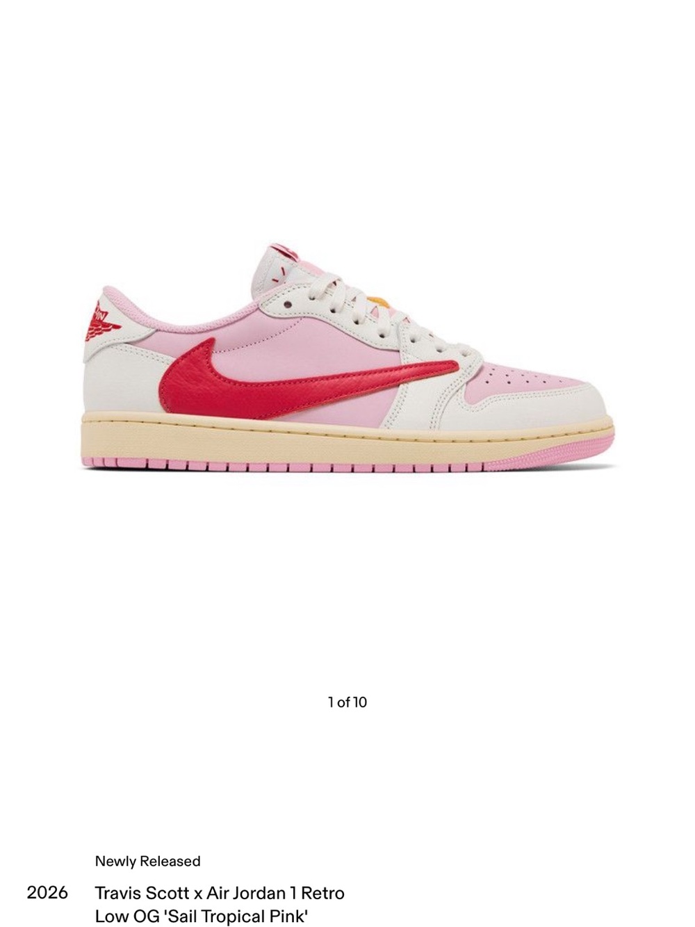 Travis Scott Sneakers - Tropical Pink with Red Swoosh